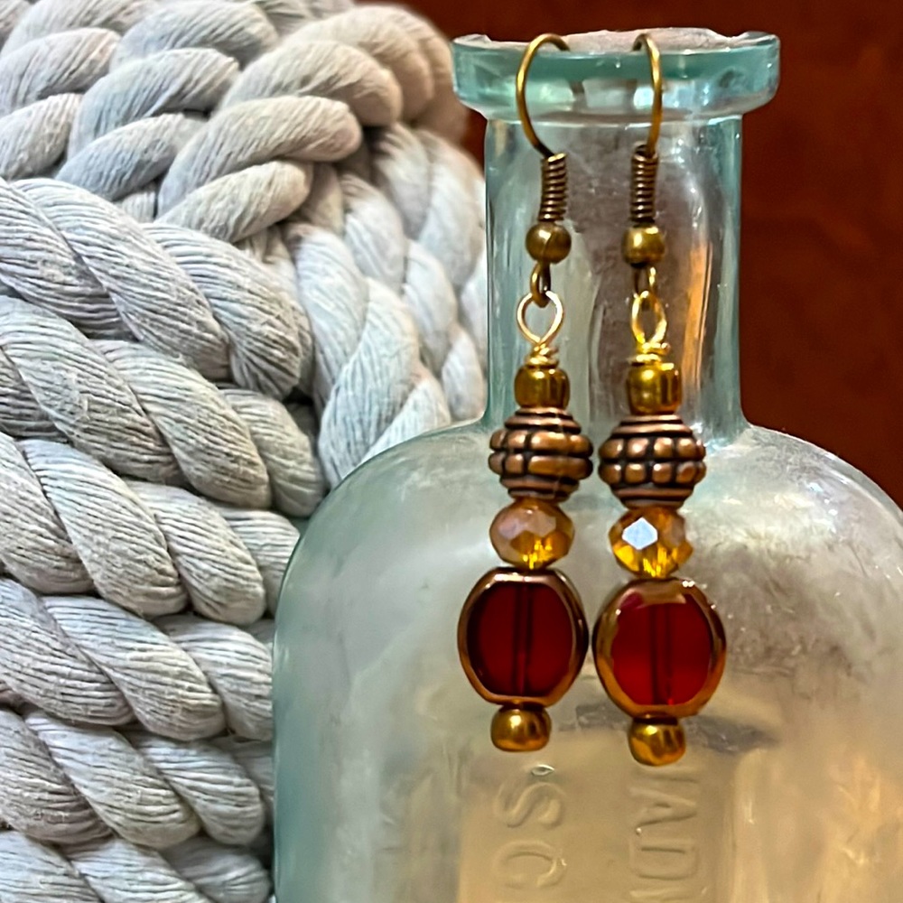 Red Czech Glass Earrings